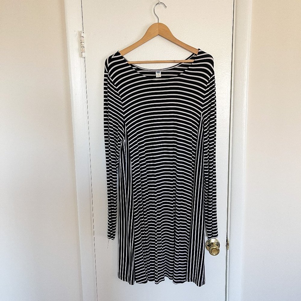 Old Navy Swing Dress with Vertical and Horizontal Stripes
